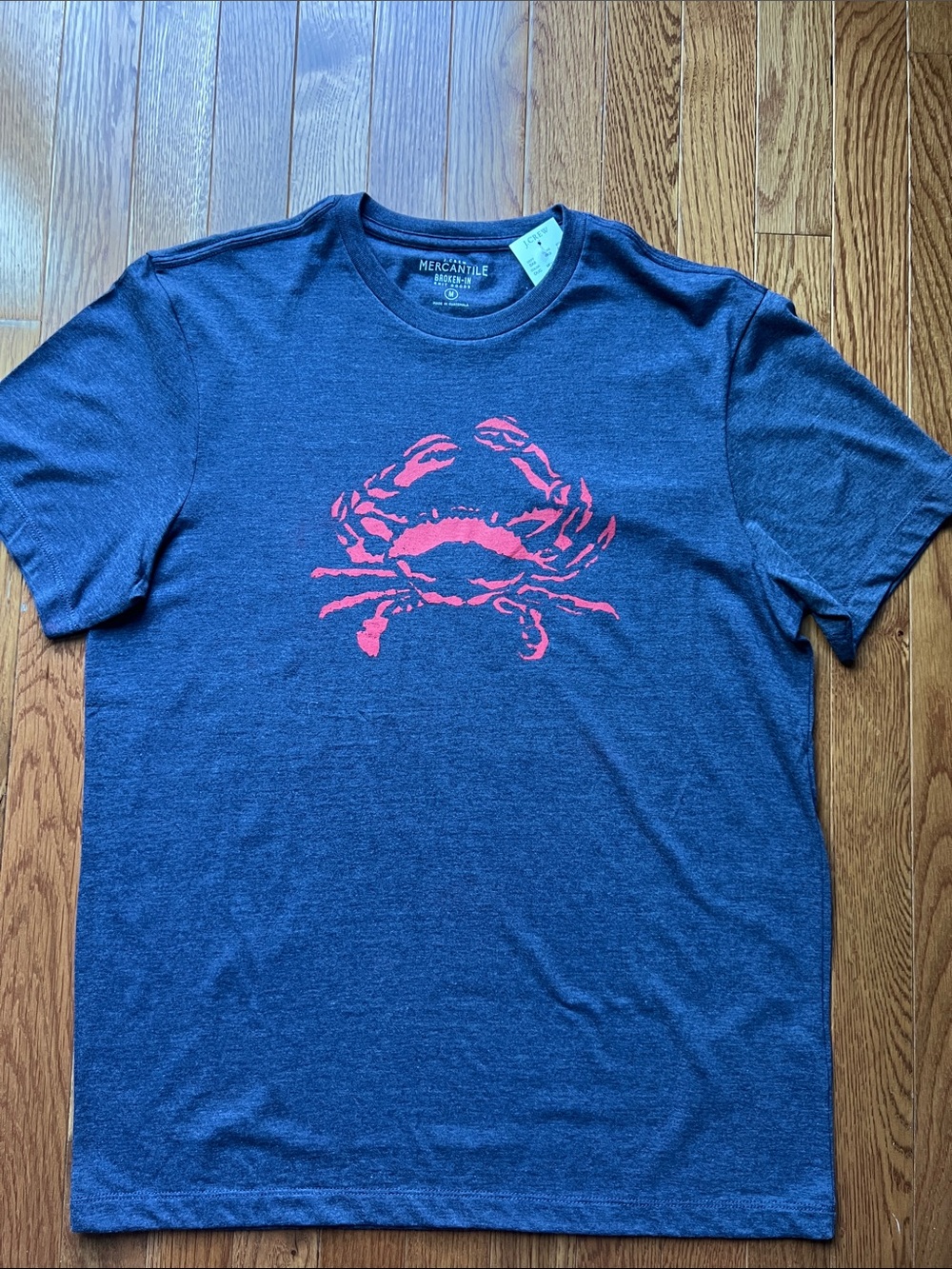 J. Crew Navy Blue Short Sleeve Tee with Red Crab Graphic